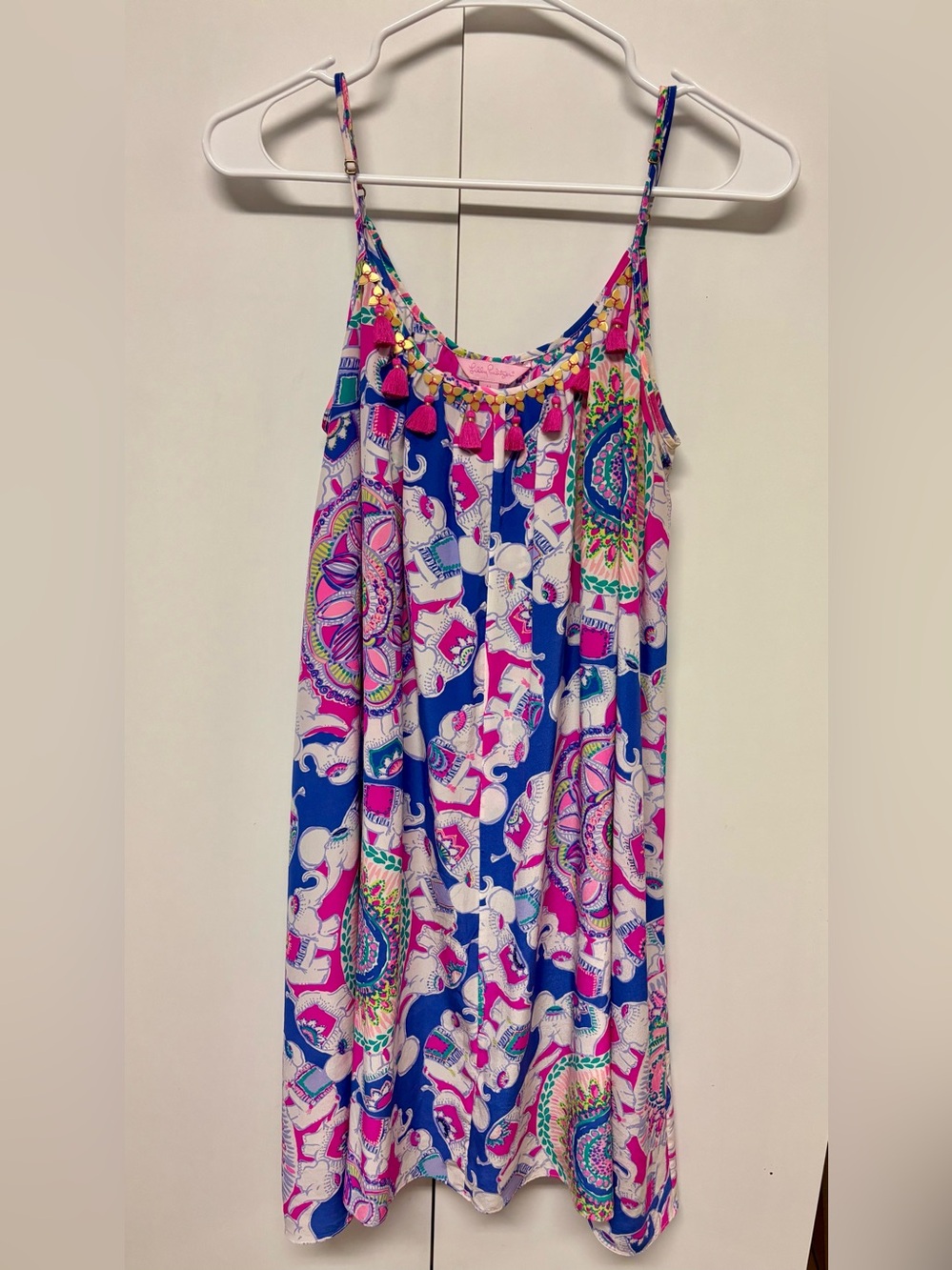 Lilly Pulitzer Pink, Blue & White Printed Tassel Sundress